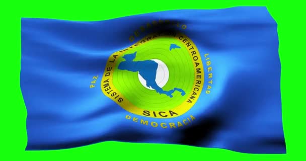 Реалистичное Размахивание Флагом Центральноамериканской Интеграционной Системы Иллюстрация Волнистой Текстуры Ветра — стоковое видео