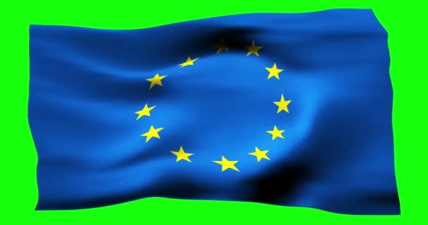 Realistyczna Flaga Unii Europejskiej Ilustracja Falistej Tekstury Wiatru — Wideo stockowe