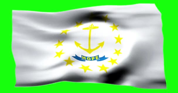 Reális Lengő Zászló Rhode Islanden Illusztráció Hullámos Textúra Szél — Stock videók