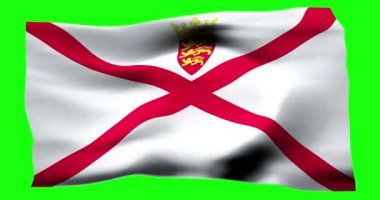 Jersey 'in gerçekçi bayrağı. Rüzgarın dalgalı dokusunun gösterimi.