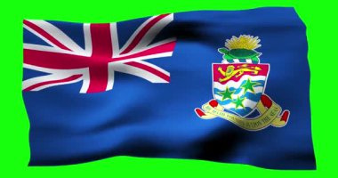 Cayman Adaları 'nın gerçekçi bayrağı. Rüzgarın dalgalı dokusunun gösterimi.