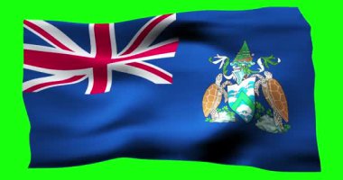 Yükseliş Adası 'nın gerçekçi bayrağı. Rüzgarın dalgalı dokusunun gösterimi.