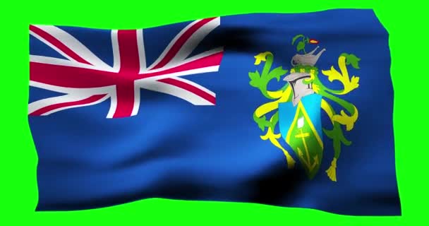 Реалістичний Прапор Піткернських Островів Ілюстрація Хвилястої Текстури Вітру — стокове відео