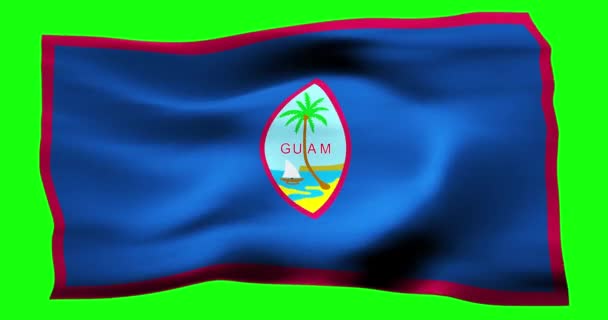 Realistyczna Flaga Guama Ilustracja Falistej Tekstury Wiatru — Wideo stockowe