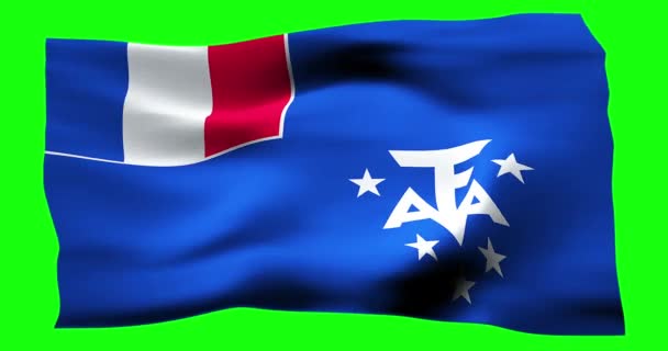 Bandera Ondeante Realista Las Tierras Australes Antárticas Francesas Ilustración Textura — Vídeo de stock