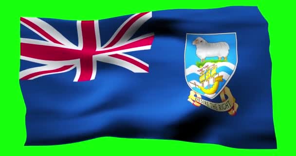 Bandera Ondeante Realista Las Islas Malvinas Ilustración Textura Ondulada Del — Vídeo de stock