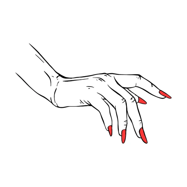 Довгі Червоні Цвяхи Руками Намальовані Жест Ескіз Векторні Ілюстрації Лінії — стоковий вектор