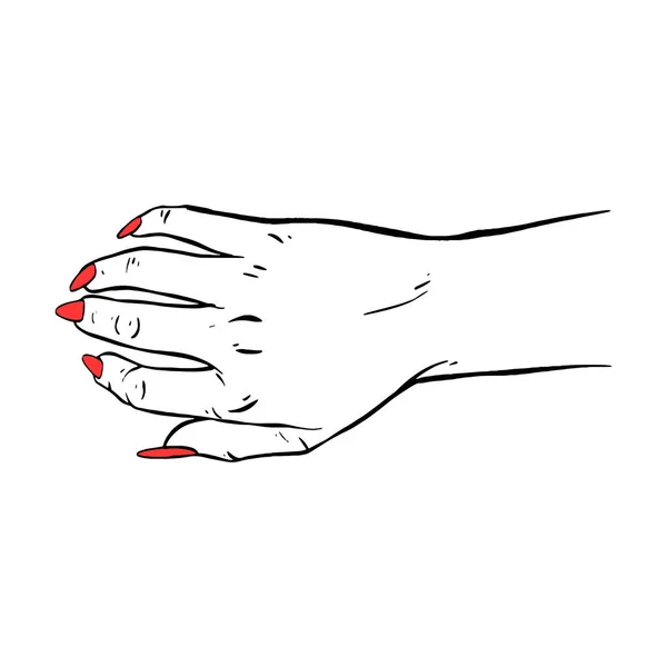 Довгі Червоні Цвяхи Руками Намальовані Жест Ескіз Векторні Ілюстрації Лінії — стоковий вектор