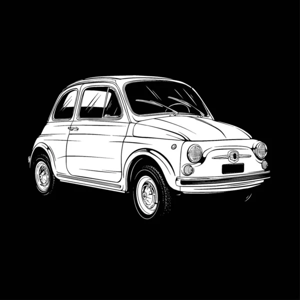 Κλασική Ιταλική Supermini Αυτοκίνητο Εικονογράφηση Διάνυσμα Γραμμή Τέχνης — Διανυσματικό Αρχείο