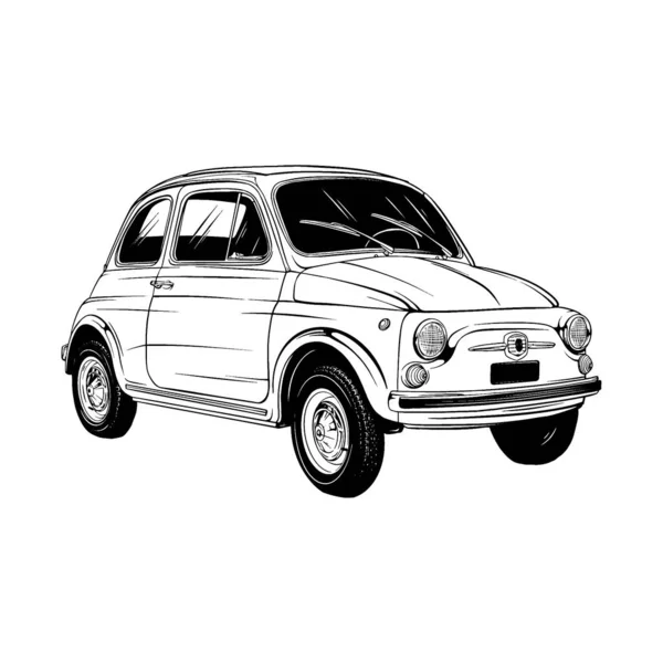 Classic Italian Supermini Car Illustration Vector Line Art — Stock Vector