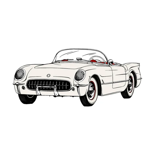 Vintage American Classic Sport Cars Illustration Vektor Linie Kunst — Stockvektor