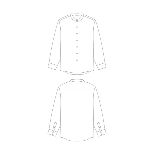 Template Long Sleeve Grandad Collar Shirt Vector Illustration Flat Design — Stock Vector