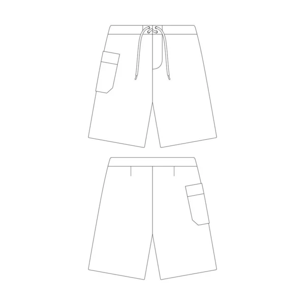 Modello Boardshorts Vettoriale Illustrazione Design Piatto Contorno Abbigliamento Collezione — Vettoriale Stock