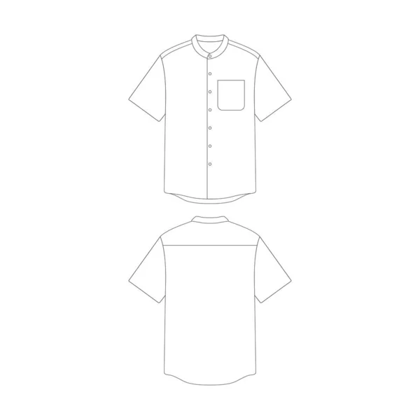 Sjabloon Opa Kraag Shirt Met Zak Vector Illustratie Plat Ontwerp — Stockvector