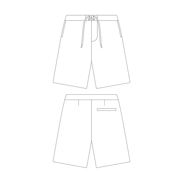 テンプレートボードショートベクトルイラストフラットデザインアウトライン衣類コレクション — ストックベクタ