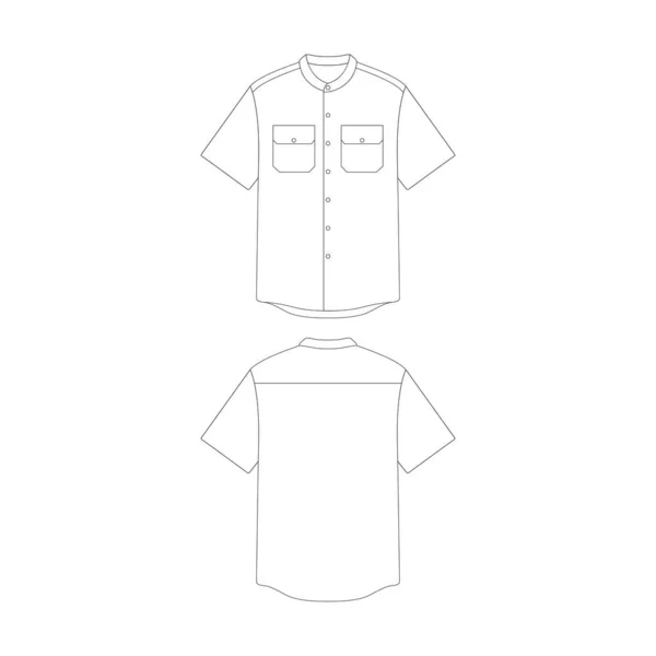 Modelo Camisa Colarinho Vovô Com Dois Vetor Bolso Ilustração Design —  Vetores de Stock