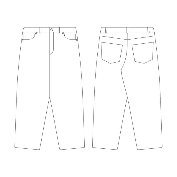 Mall Baggy Byxor Jeans Vektor Illustration Platt Design Kontur Kläder — Stock vektor