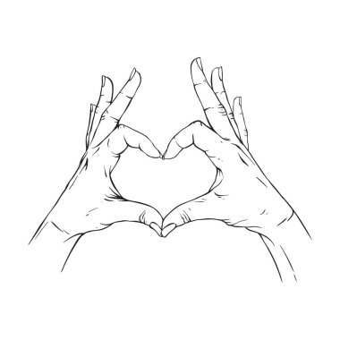 İki El çizilmiş çizim vektör çizim çizimi sanatı