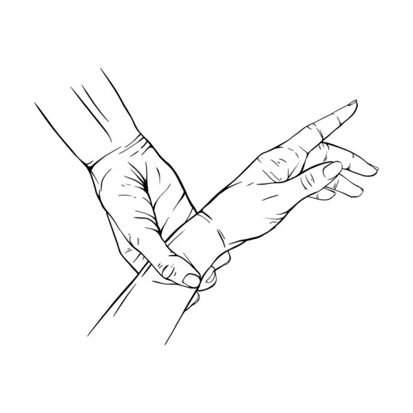 Δύο Χέρι Ζωγραφισμένα Χειρονομία Σκίτσο Διάνυσμα Εικονογράφηση Γραμμή Τέχνης — Διανυσματικό Αρχείο