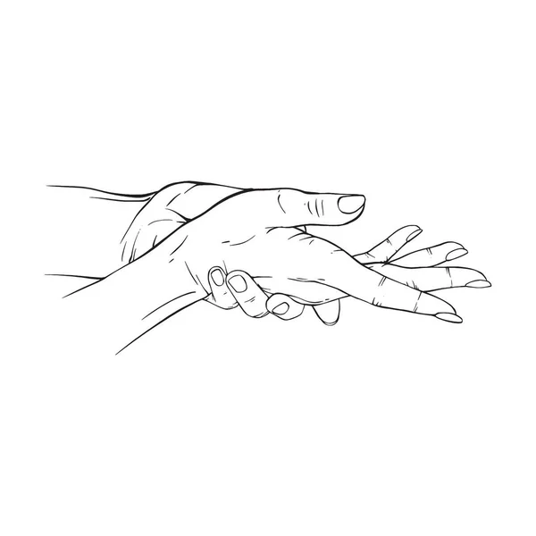 Δύο Χέρι Ζωγραφισμένα Χειρονομία Σκίτσο Διάνυσμα Εικονογράφηση Γραμμή Τέχνης — Διανυσματικό Αρχείο