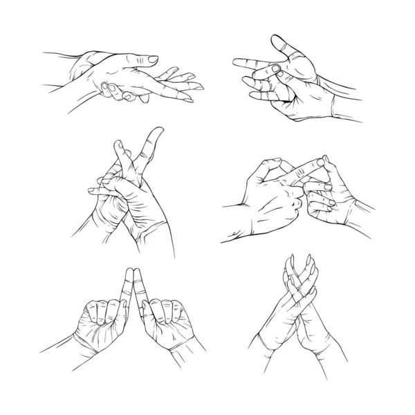 设置两个手绘手势草图矢量画线艺术 — 图库矢量图片