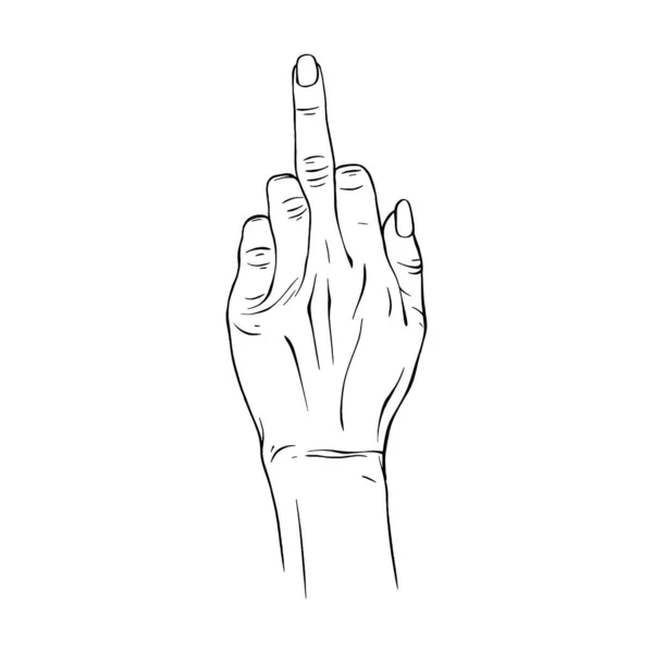 Premium Vector  Line art middle finger hand drawn sign one line vector  pencil sketch illustration of fuck you