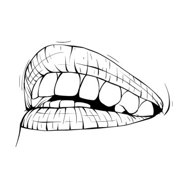 ağız, dudaklar vektör çizim çizgisi sanatı