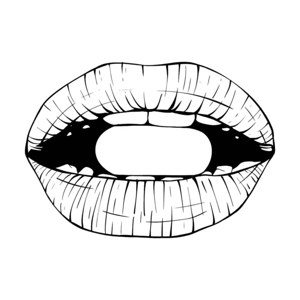 Mond Lippen Schets Vector Illustratie Lijn Kunst — Stockvector
