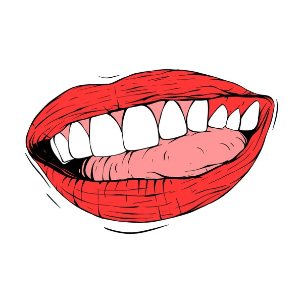 Rouge Lèvres Femelles Croquis Vectoriel Illustration Ligne Art — Image vectorielle