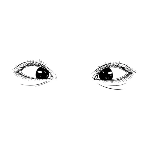 Krásné Ručně Kreslené Náčrt Ženské Oči Vektor Ilustrace Čára Umění — Stockový vektor