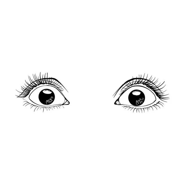 Vacker Handritad Skiss Kvinnliga Ögon Vektor Illustration Linje Konst — Stock vektor