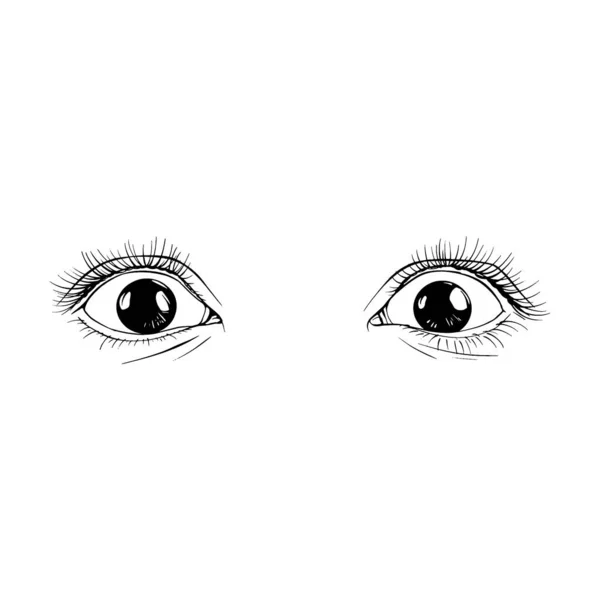 Красива Намальована Рука Ескіз Жіночих Очей Векторні Ілюстрації Лінії Мистецтва — стоковий вектор