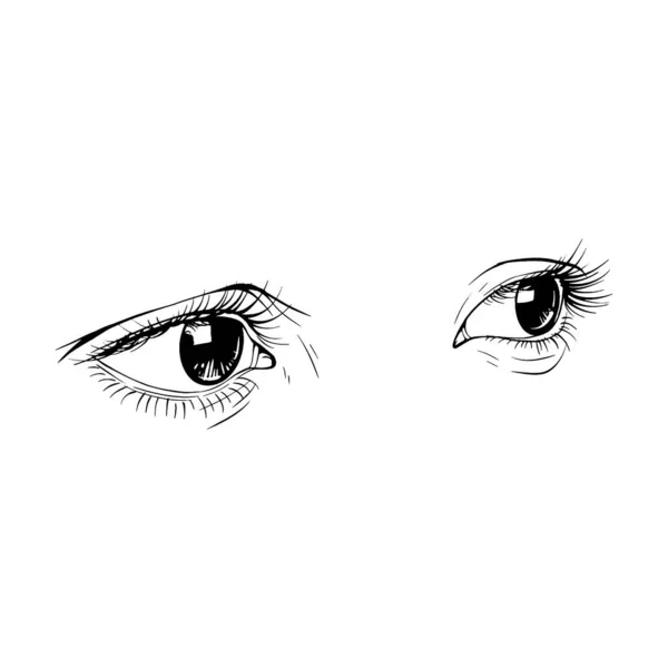 Красивый Ручной Рисунок Эскиз Женские Глаза Векторные Иллюстрации Линии Искусства — стоковый вектор