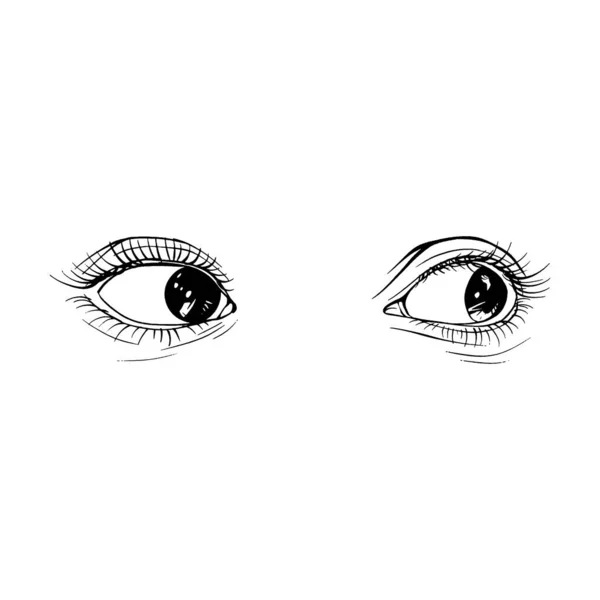 Beautiful Hand Drawn Sketch Female Eyes Vector Illustration Line Art — Stock Vector