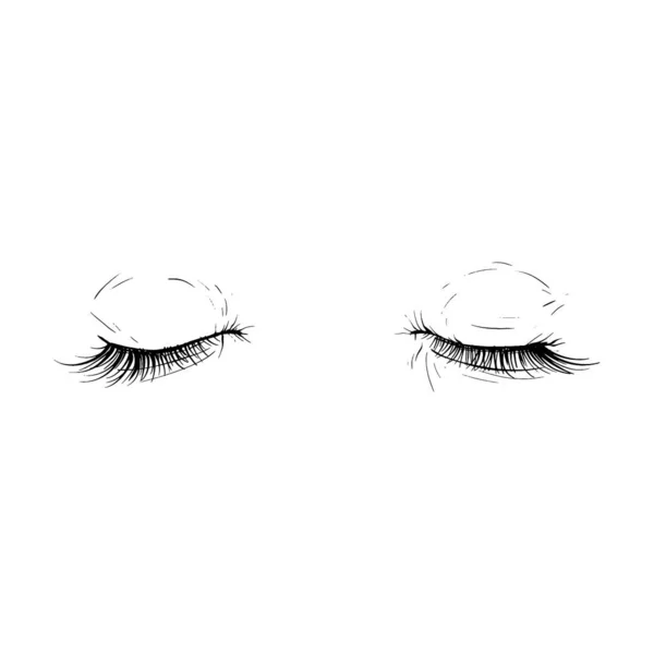 Vacker Handritad Skiss Kvinnliga Ögon Vektor Illustration Linje Konst — Stock vektor