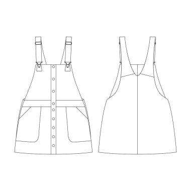 şablon önlüğü genel etek vektör illüstrasyon düz tasarım giyim koleksiyonu