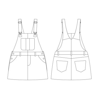 şablon önlüğü genel etek vektör illüstrasyon düz tasarım giyim koleksiyonu