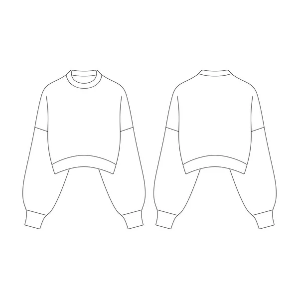 Template Ballon Slevee Cropped Sweater Vector Illustration Flat Design Outline — Stock Vector