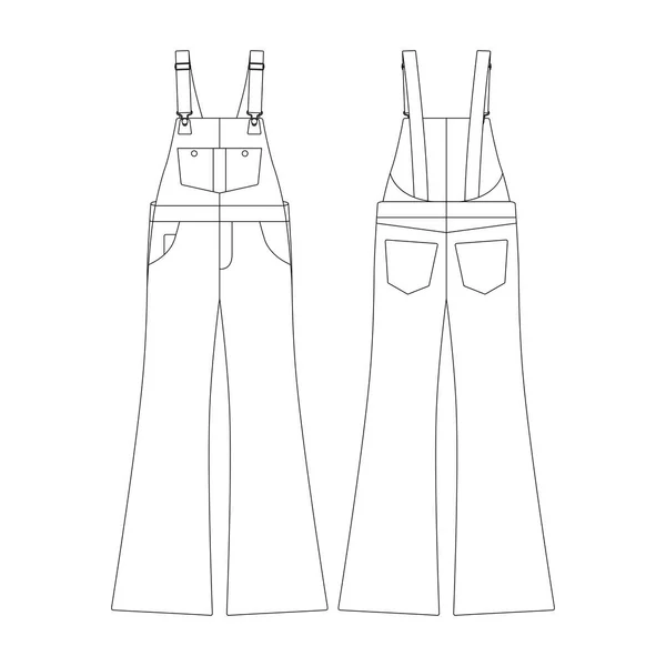 Modello Svasato Generale Vettoriale Illustrazione Disegno Piatto Contorno Abbigliamento Collezione — Vettoriale Stock