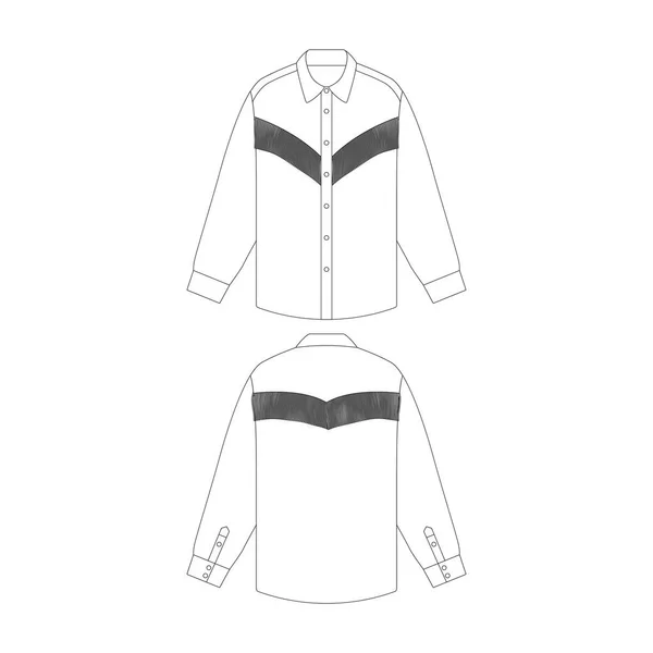 Template Fringe Western Shirt Vector Illustration Flat Design Outline Clothing — Stock Vector