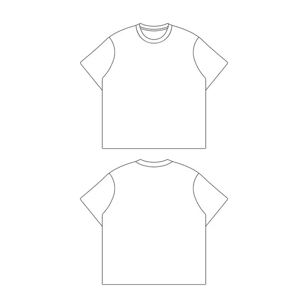Πρότυπο Shirt Boxy Διανυσματική Απεικόνιση Επίπεδη Σχεδίαση Περίγραμμα Συλλογή Ενδυμάτων — Διανυσματικό Αρχείο