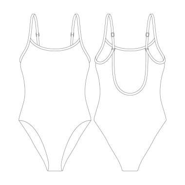 Şablon kırışıklık kepçesi mayo vektör çizimi düz tasarım elbise koleksiyonu