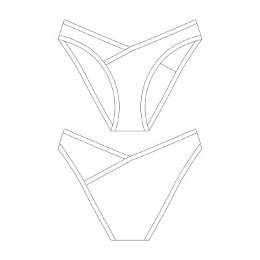 Şablon çapraz bikini iç çamaşırı vektör çizimi düz tasarım elbise koleksiyonu