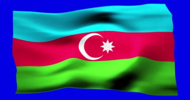 Azerbaycan 'ın gerçekçi bayrağı. Rüzgarın dalgalı dokusunun tasviri.