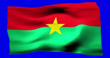 Burkina Faso 'nun gerçekçi bayrağı. Rüzgarın dalgalı dokusunun tasviri.