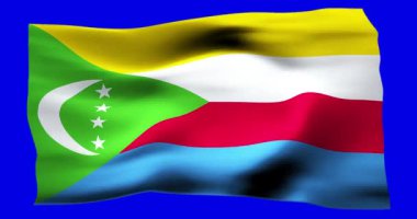 Comoros 'un gerçekçi bayrağı. Rüzgarın dalgalı dokusunun tasviri.
