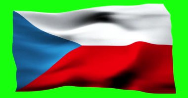 Çek Cumhuriyeti 'nin gerçekçi bayrağı. Rüzgarın dalgalı dokusunun tasviri.