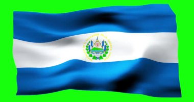 El Salvador 'un gerçekçi bayrağı. Rüzgarın dalgalı dokusunun tasviri.