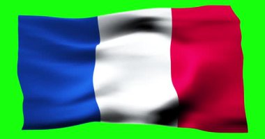 Fransa 'nın gerçekçi bayrağı. Rüzgarın dalgalı dokusunun tasviri.