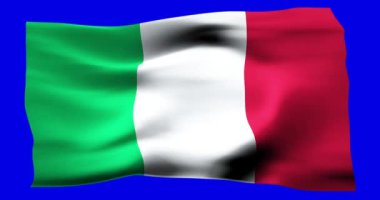 İtalya 'nın gerçekçi bayrağı. Rüzgarın dalgalı dokusunun tasviri.